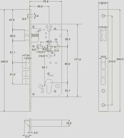mortise lock body