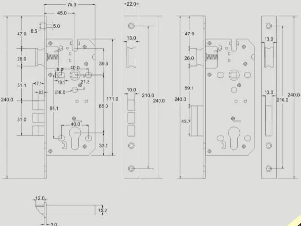 door lock body drawing