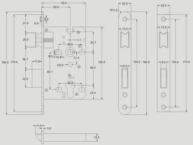 lock body drawing