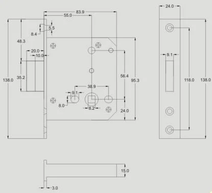 door lock body drawings